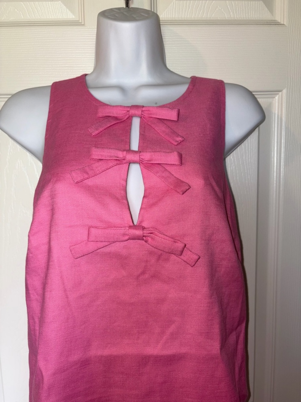 NWT J. Crew Pink Linen Bow Front Shift Dress, BR206, Size Small - Picture 5 of 7